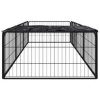 8-tlg. Hundelaufstall Schwarz 100x50 cm Stahl Pulverbeschichtet