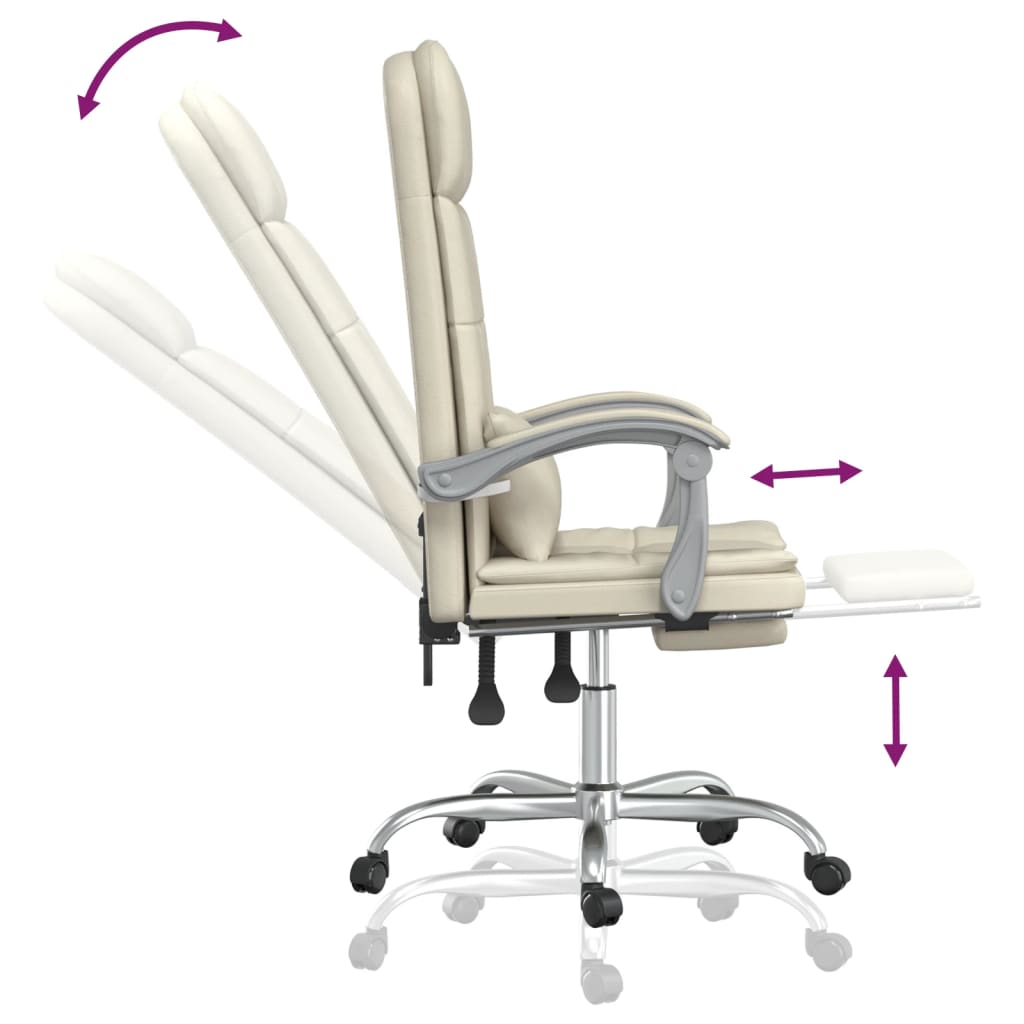 Bürostuhl mit Massagefunktion Creme Kunstleder