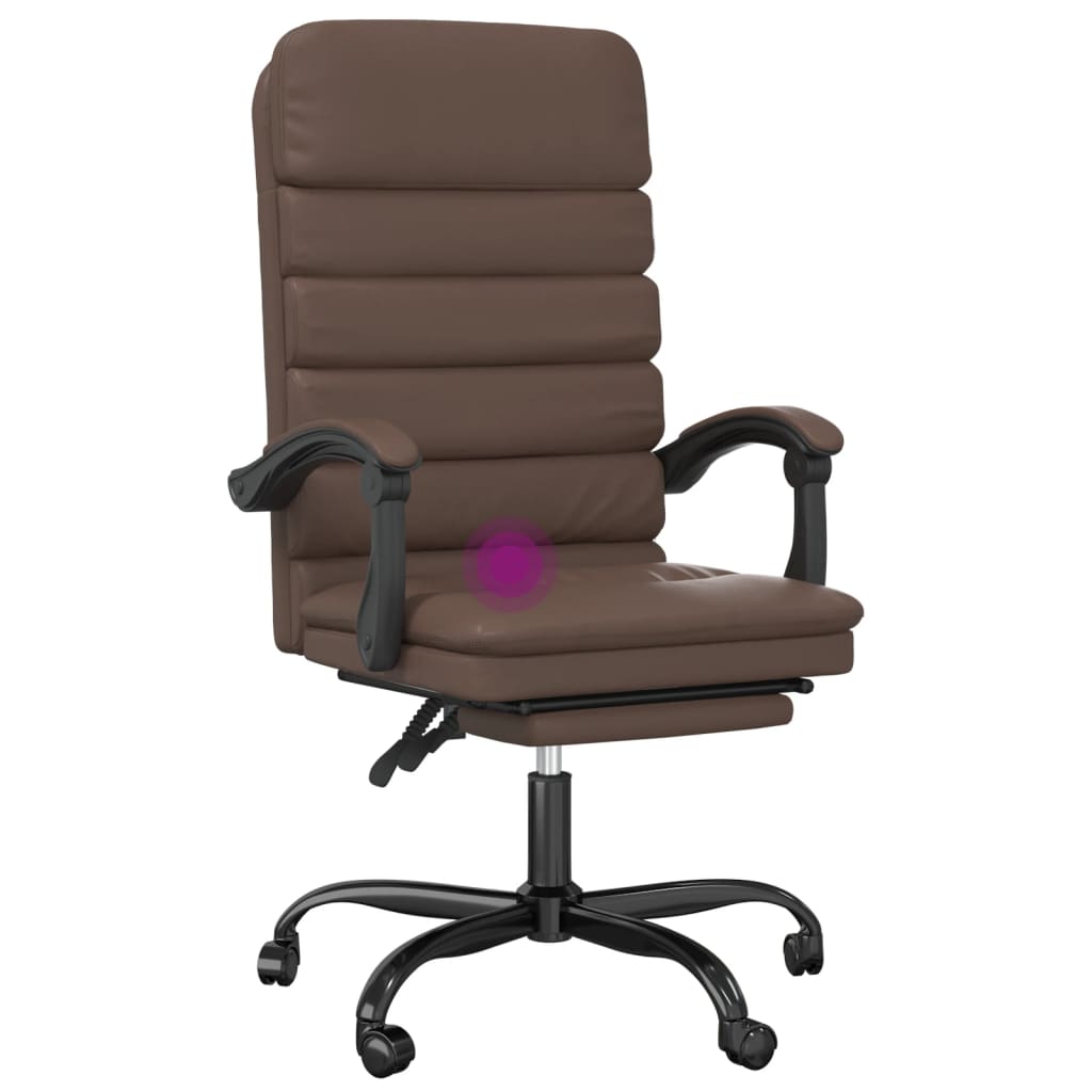 Bürostuhl mit Massagefunktion Braun Kunstleder