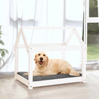 Hundebett Weiß 81x60x70 cm Massivholz Kiefer