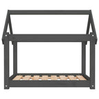 Hundebett Grau 81x60x70 cm Massivholz Kiefer