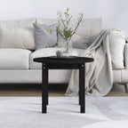 Couchtisch Schwarz Ø 55x45 cm Massivholz Kiefer