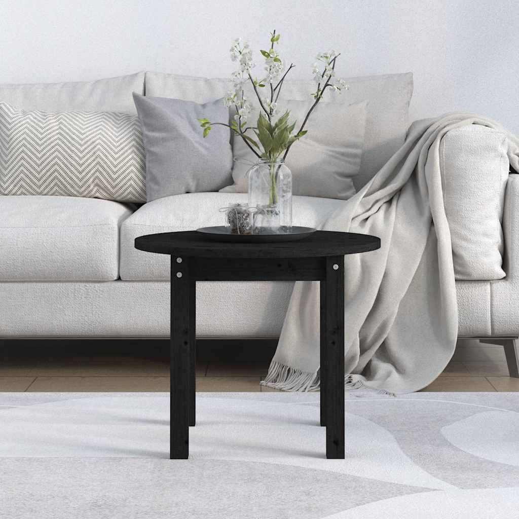Couchtisch Schwarz Ø 55x45 cm Massivholz Kiefer