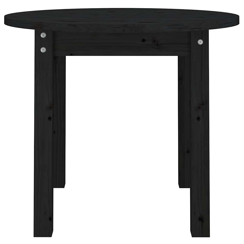 Couchtisch Schwarz Ø 55x45 cm Massivholz Kiefer