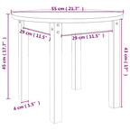 Couchtisch Schwarz Ø 55x45 cm Massivholz Kiefer