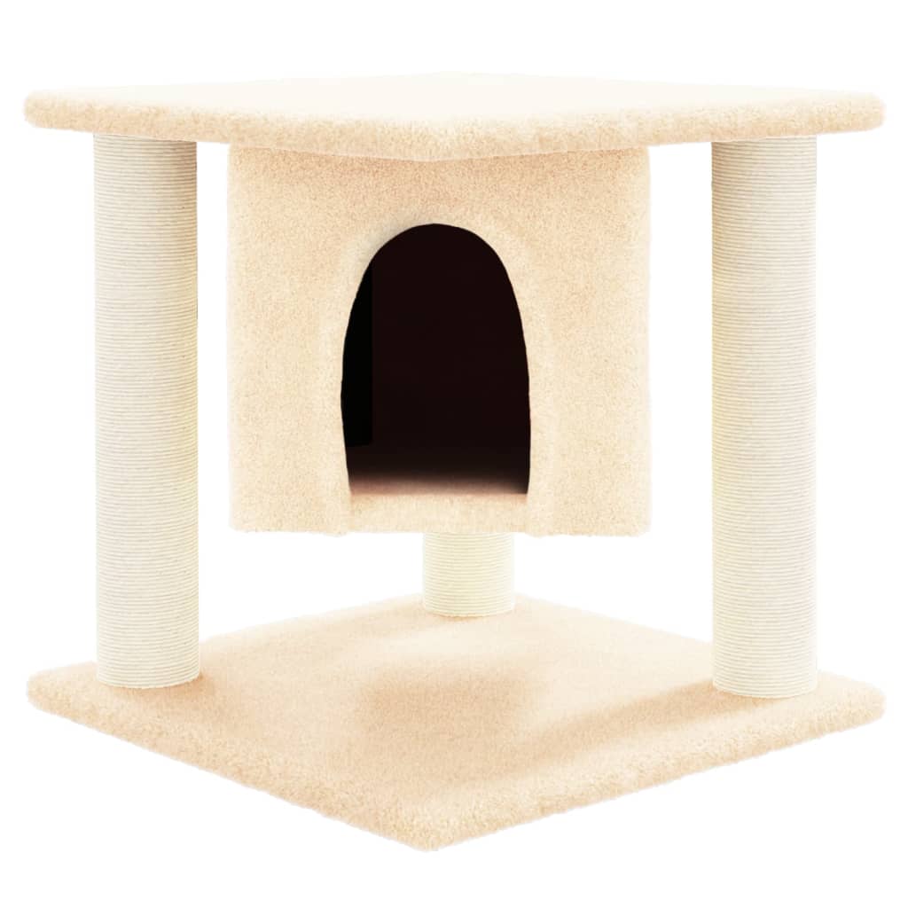 Kratzbaum mit Sisal-Kratzsäulen Creme 37 cm