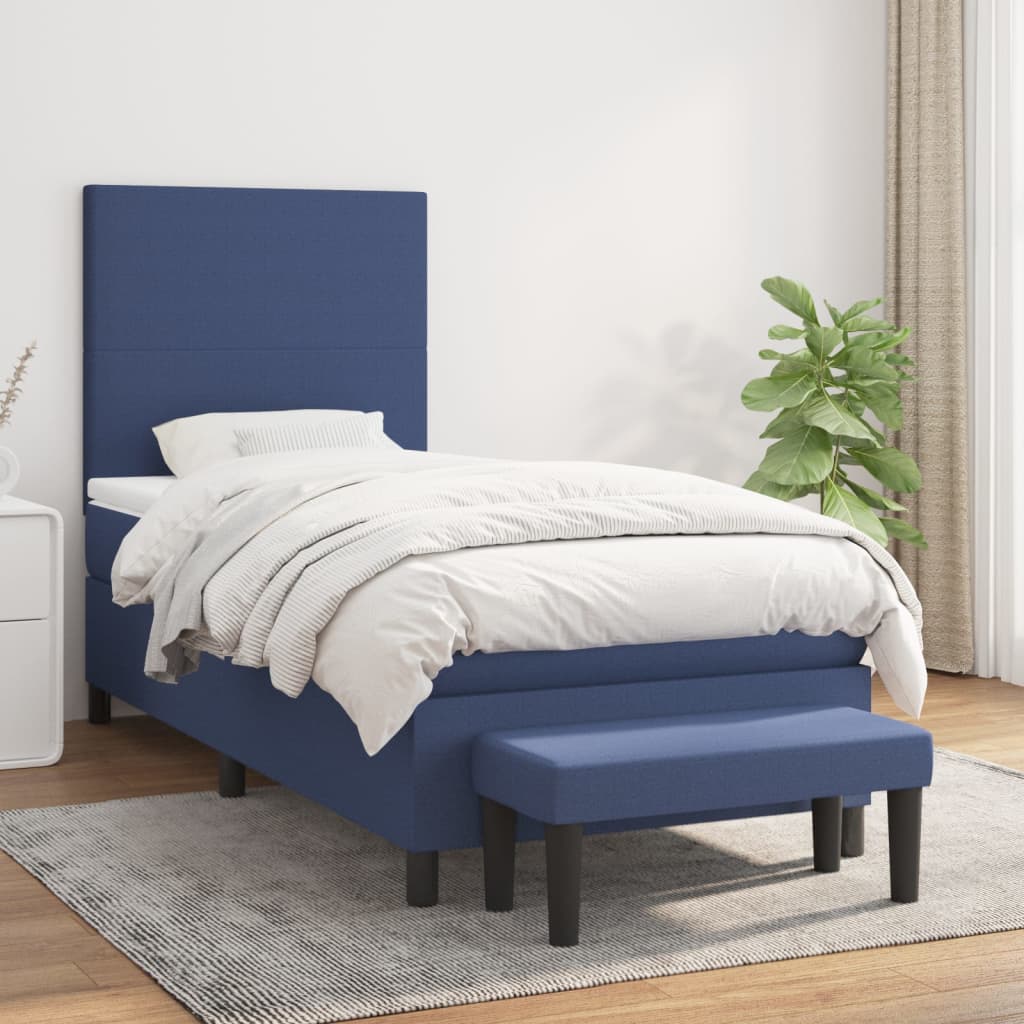 Boxspringbett mit Matratze Blau 90x190 cm Stoff