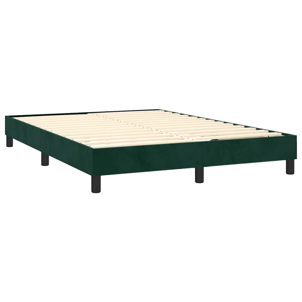 Boxspringbett mit Matratze & LED Dunkelgrün 140x190 cm Samt