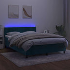 Boxspringbett mit Matratze & LED Dunkelblau 140x200 cm Samt