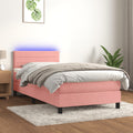 Boxspringbett mit Matratze & LED Rosa 90x200 cm Samt