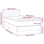 Boxspringbett mit Matratze & LED Hellgrau 100x200 cm Samt