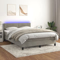 Boxspringbett mit Matratze & LED Hellgrau 140x200 cm Samt
