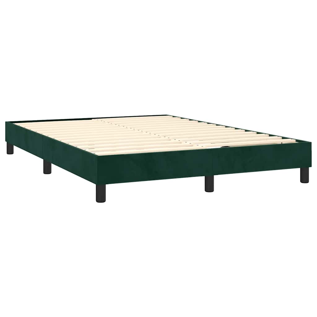 Boxspringbett mit Matratze & LED Dunkelgrün 140x200 cm Samt