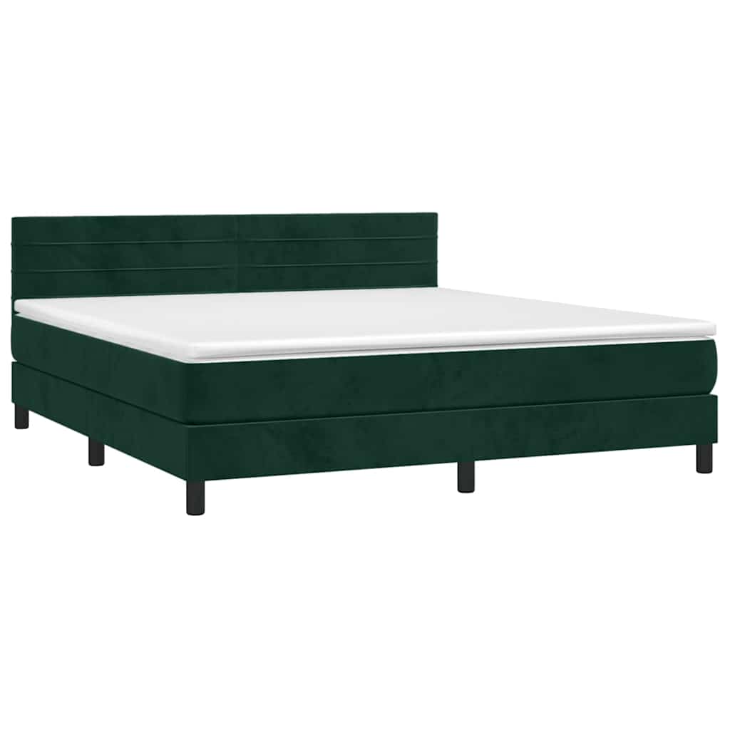 Boxspringbett mit Matratze & LED Dunkelgrün 180x200 cm Samt