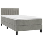 Boxspringbett mit Matratze & LED Hellgrau 90x200 cm Samt