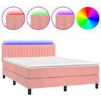 Boxspringbett mit Matratze & LED Rosa 140x190 cm Samt
