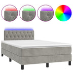 Boxspringbett mit Matratze & LED Hellgrau 120x200 cm Samt
