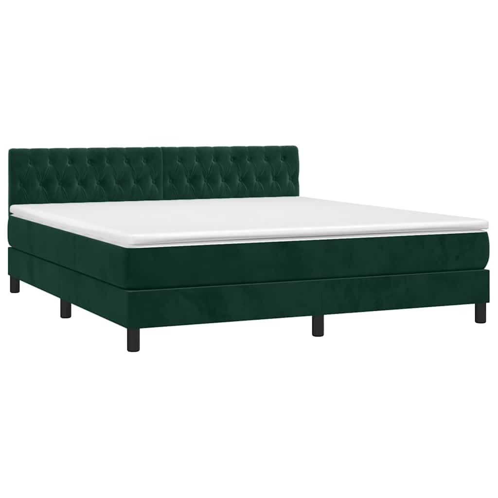 Boxspringbett mit Matratze & LED Dunkelgrün 180x200 cm Samt