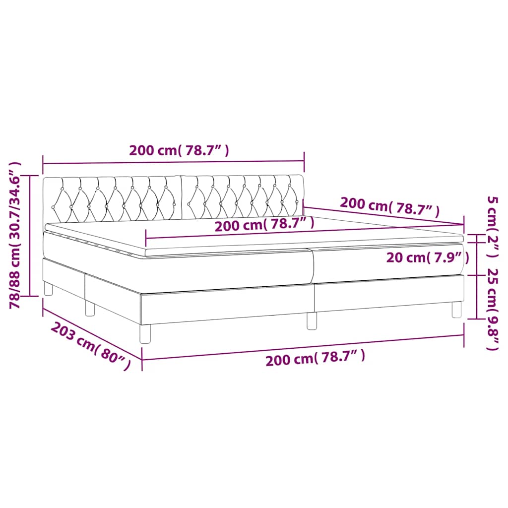 Boxspringbett mit Matratze & LED Dunkelgrün 200x200 cm Samt