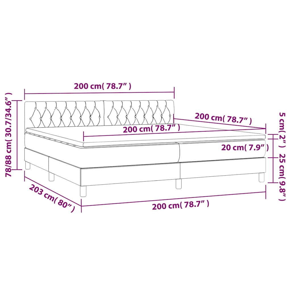 Boxspringbett mit Matratze & LED Dunkelblau 200x200 cm Samt