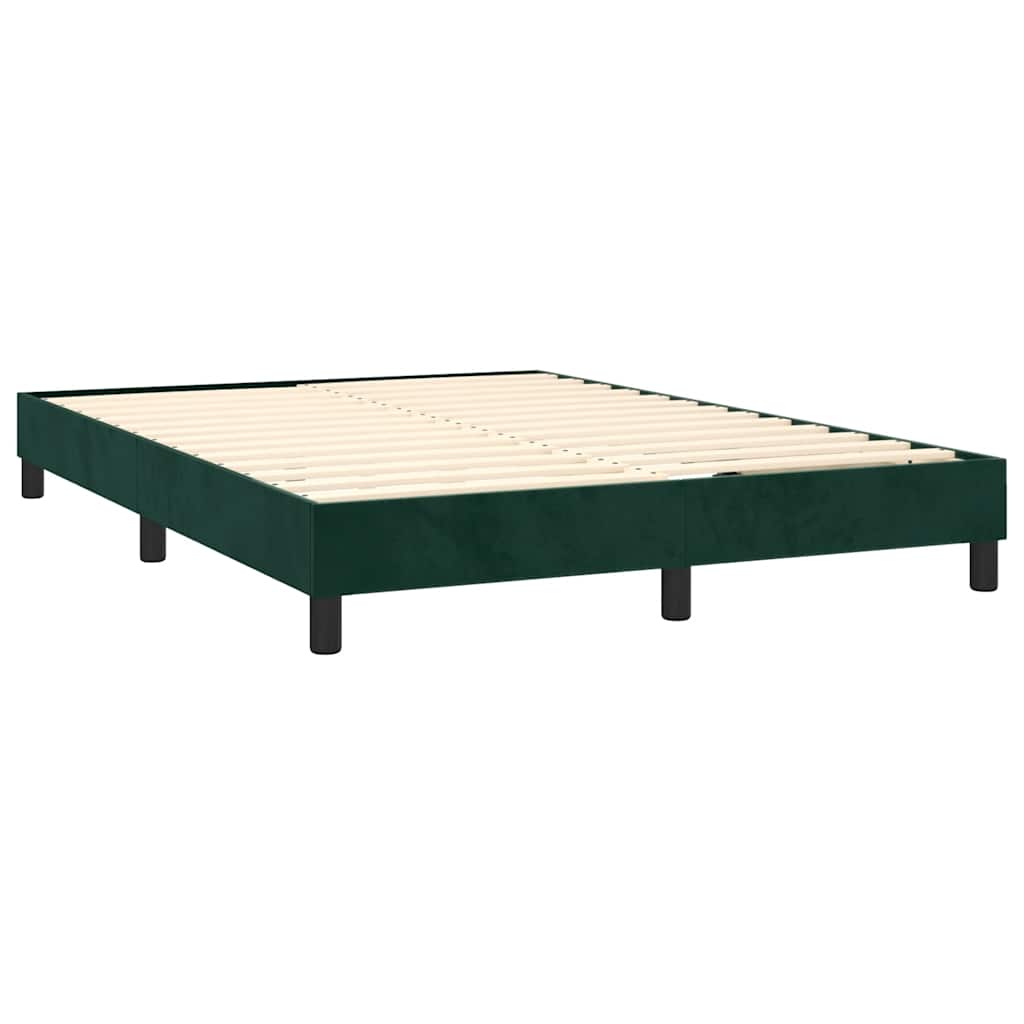 Boxspringbett mit Matratze & LED Dunkelgrün 140x200 cm Samt