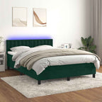 Boxspringbett mit Matratze & LED Dunkelgrün 140x200 cm Samt