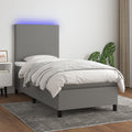 Boxspringbett mit Matratze & LED Dunkelgrau 100x200 cm Stoff