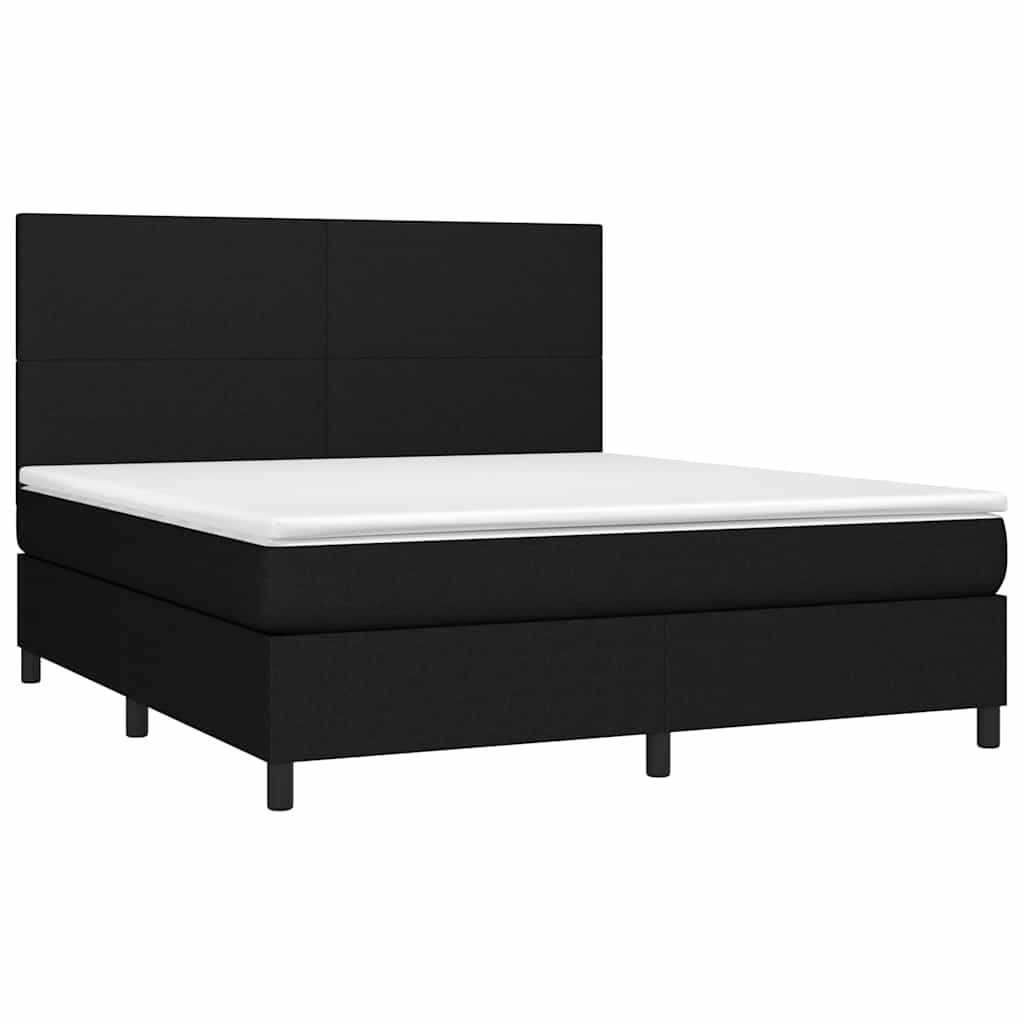 Boxspringbett mit Matratze & LED Schwarz 180x200 cm Stoff