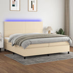 Boxspringbett mit Matratze & LED Creme 200x200 cm Stoff