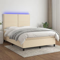 Boxspringbett mit Matratze & LED Creme 140x190 cm Stoff
