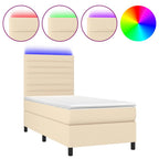 Boxspringbett mit Matratze & LED Creme 80x200 cm Stoff