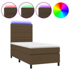 Boxspringbett mit Matratze & LED Dunkelbraun 90x190 cm Stoff