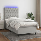 Boxspringbett mit Matratze & LED Hellgrau 90x190 cm Stoff