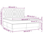 Boxspringbett mit Matratze & LED Creme 160x200 cm Stoff