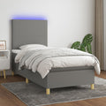 Boxspringbett mit Matratze & LED Dunkelgrau 90x200 cm Stoff