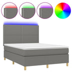 Boxspringbett mit Matratze & LED Dunkelgrau 140x190 cm Stoff
