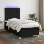 Boxspringbett mit Matratze & LED Schwarz 90x190 cm Stoff