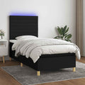 Boxspringbett mit Matratze & LED Schwarz 90x190 cm Stoff