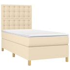 Boxspringbett mit Matratze & LED Creme 80x200 cm Stoff