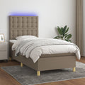 Boxspringbett mit Matratze & LED Taupe 100x200 cm Stoff