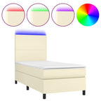 Boxspringbett mit Matratze & LED Creme 80x200 cm Kunstleder