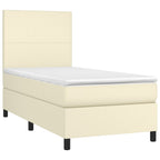 Boxspringbett mit Matratze & LED Creme 80x200 cm Kunstleder