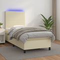 Boxspringbett mit Matratze & LED Creme 80x200 cm Kunstleder