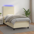 Boxspringbett mit Matratze & LED Creme 80x200 cm Kunstleder