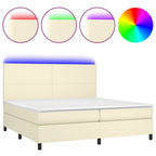 Boxspringbett mit Matratze & LED Creme 200x200 cm Kunstleder