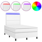 Boxspringbett mit Matratze & LED Weiß 120x200 cm Kunstleder