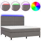 Boxspringbett mit Matratze & LED Grau 180x200 cm Kunstleder