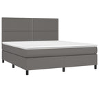 Boxspringbett mit Matratze & LED Grau 180x200 cm Kunstleder