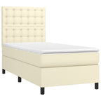Boxspringbett mit Matratze & LED Creme 90x200 cm Kunstleder