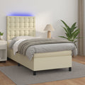 Boxspringbett mit Matratze & LED Creme 90x200 cm Kunstleder
